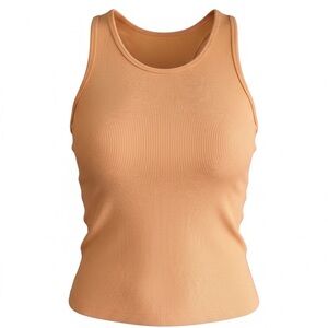 Free People Peach-Orange Ribbed Muscle Tank Razorback